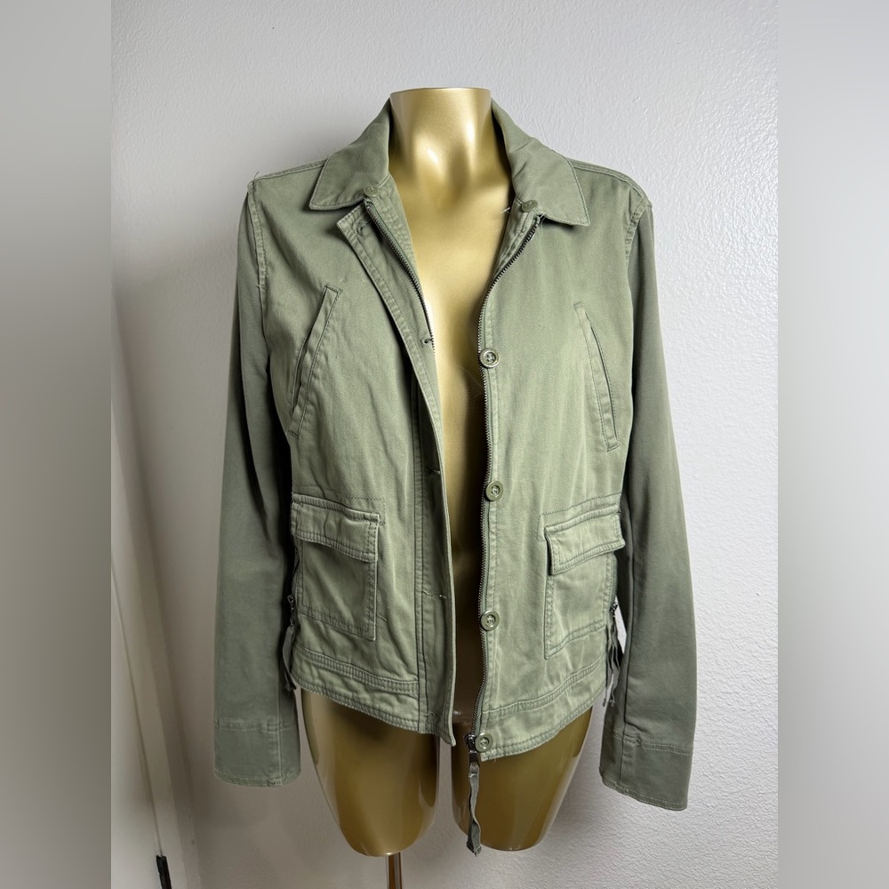 Anthropologie Marrakech Olive Green Cotton Twill Collared Cadet Jacket S